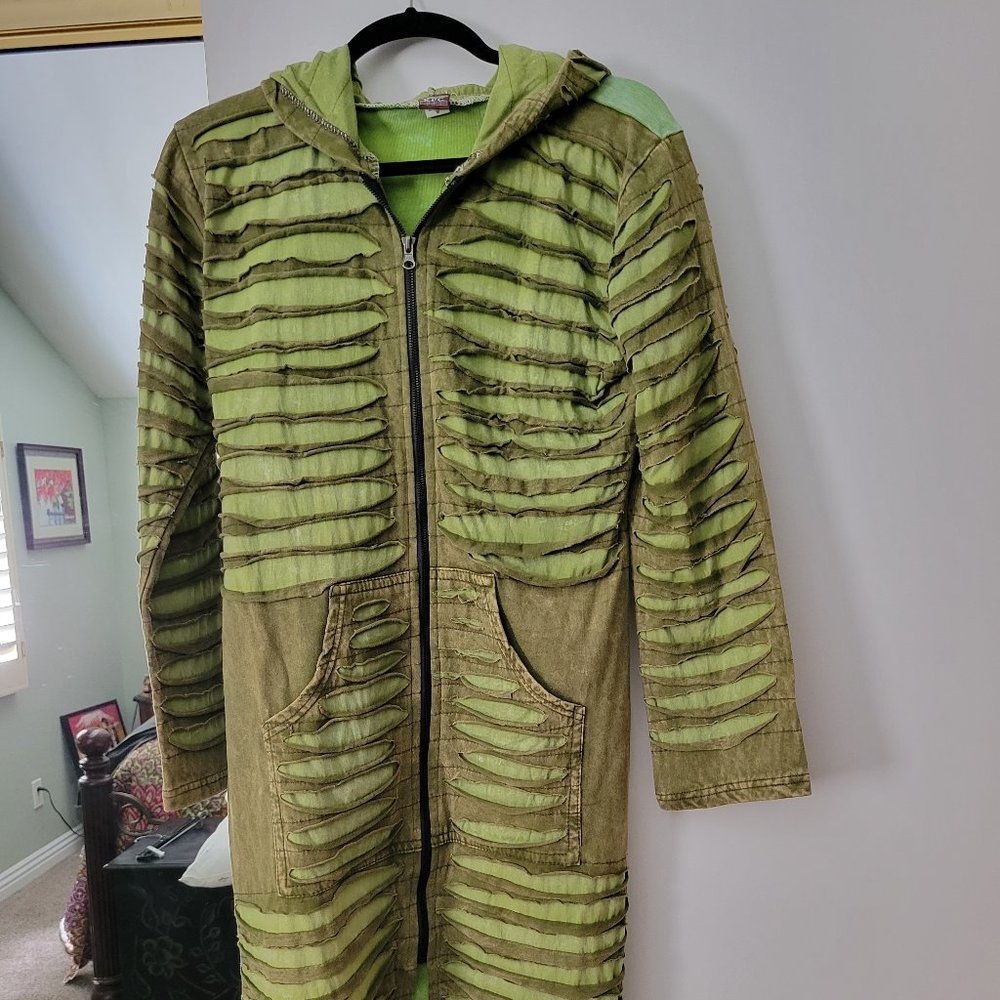 Artsy Green novelty cotton hooded jacket  Size Small